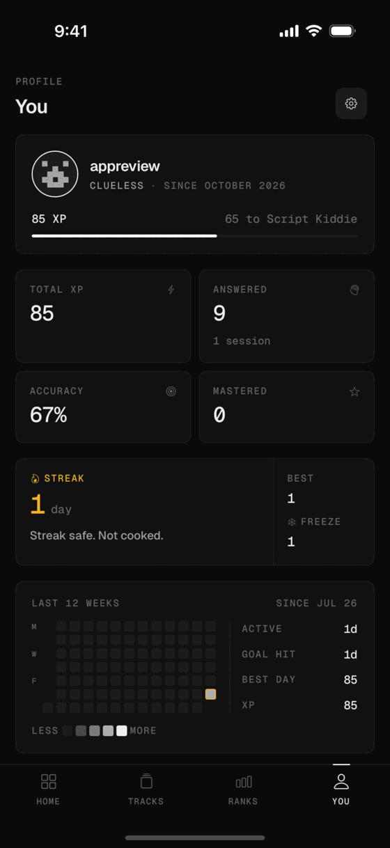 Profile with stats and activity